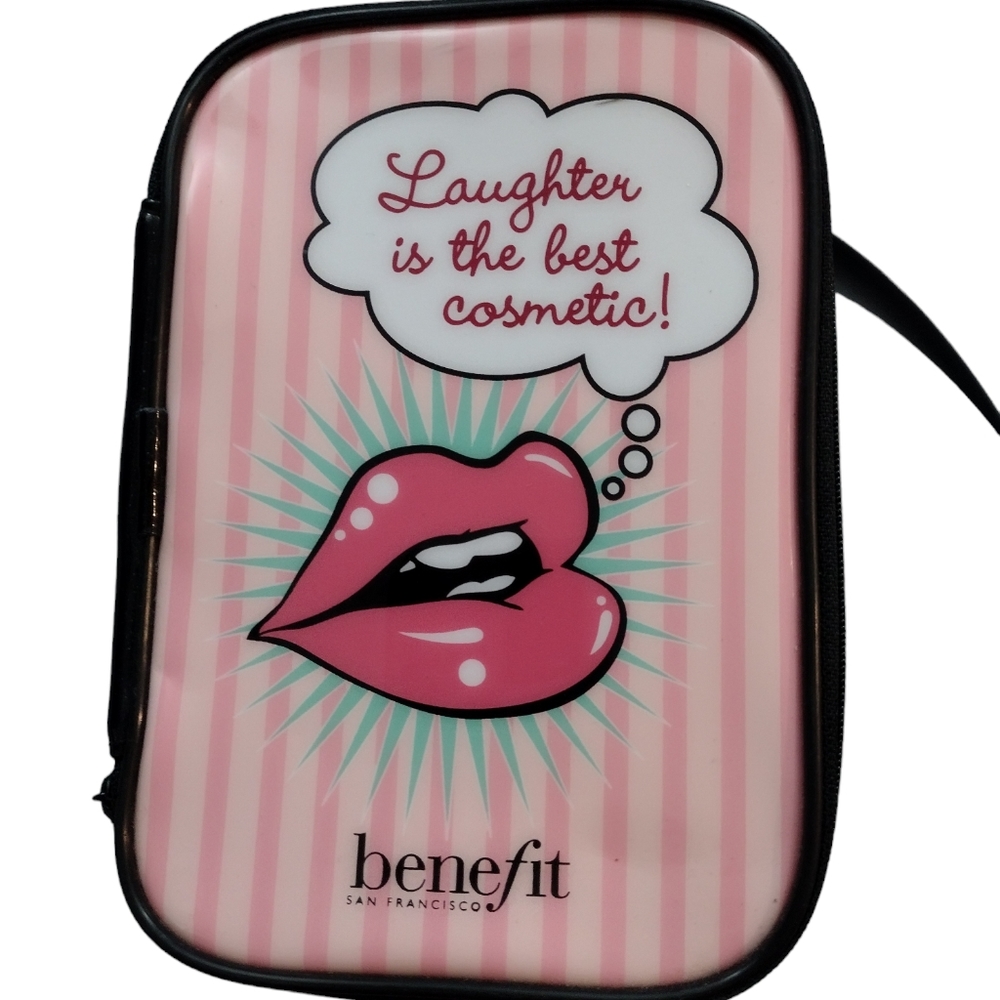 Pink Benefit Zip Around Makeup Case Laughter Is The Best Cosmetic Pop Art Lips